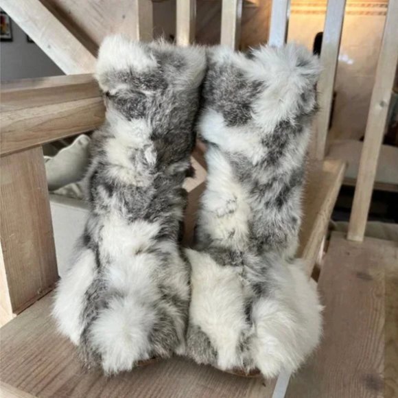 Jimmy Choo Rex Rabbit Fur Leone Moccasin Boots Size 42 EUR - Picture 3 of 9